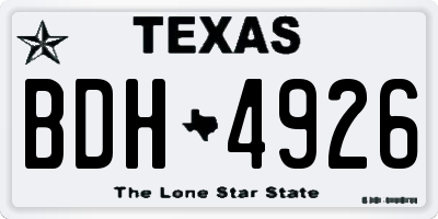 TX license plate BDH4926