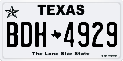 TX license plate BDH4929