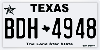 TX license plate BDH4948