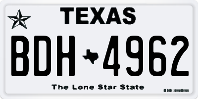 TX license plate BDH4962