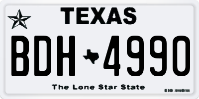 TX license plate BDH4990