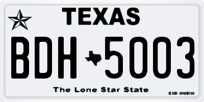 TX license plate BDH5003