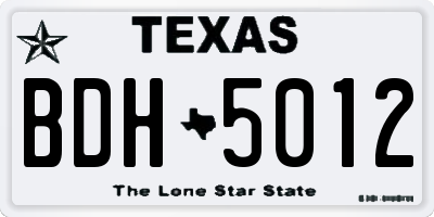 TX license plate BDH5012