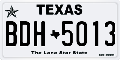 TX license plate BDH5013