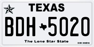 TX license plate BDH5020