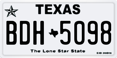 TX license plate BDH5098