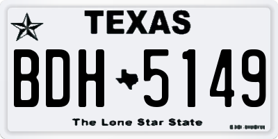 TX license plate BDH5149