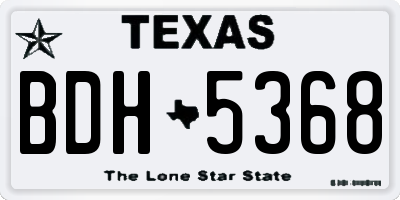 TX license plate BDH5368