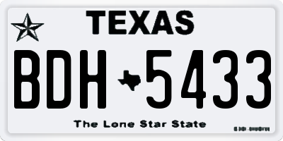 TX license plate BDH5433