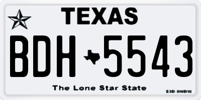 TX license plate BDH5543