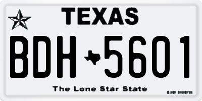 TX license plate BDH5601