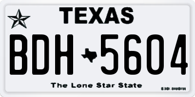TX license plate BDH5604
