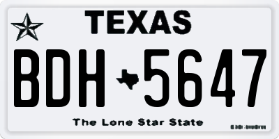 TX license plate BDH5647