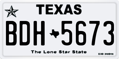 TX license plate BDH5673