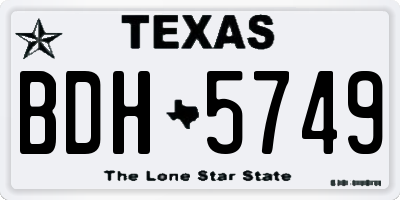 TX license plate BDH5749