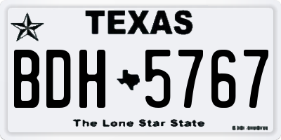 TX license plate BDH5767