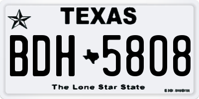 TX license plate BDH5808