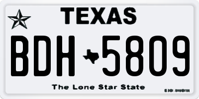 TX license plate BDH5809