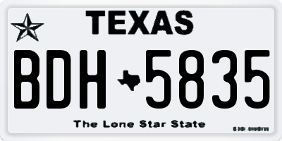 TX license plate BDH5835