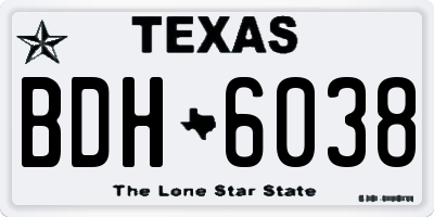 TX license plate BDH6038