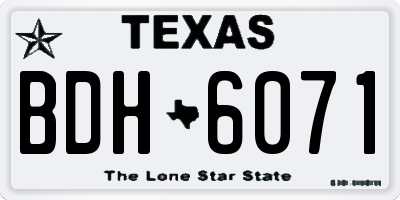 TX license plate BDH6071