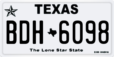 TX license plate BDH6098