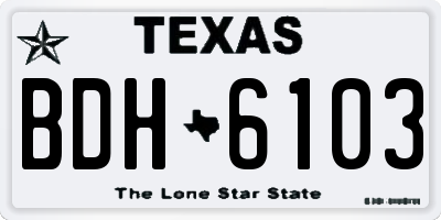 TX license plate BDH6103