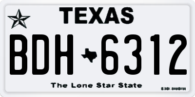 TX license plate BDH6312