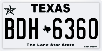 TX license plate BDH6360