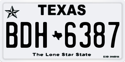 TX license plate BDH6387
