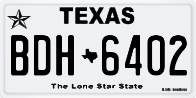 TX license plate BDH6402