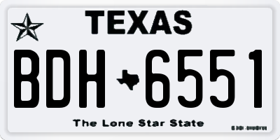 TX license plate BDH6551