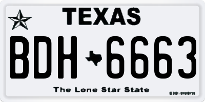 TX license plate BDH6663