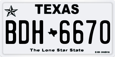 TX license plate BDH6670