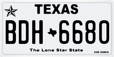 TX license plate BDH6680