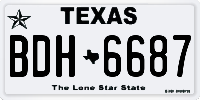 TX license plate BDH6687