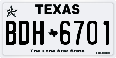 TX license plate BDH6701