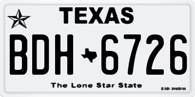 TX license plate BDH6726