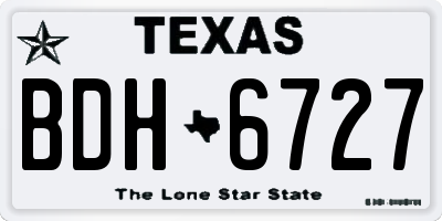 TX license plate BDH6727