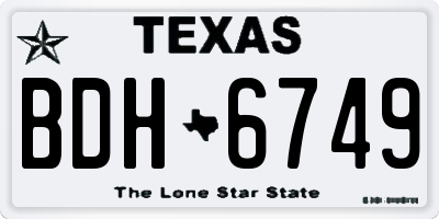 TX license plate BDH6749