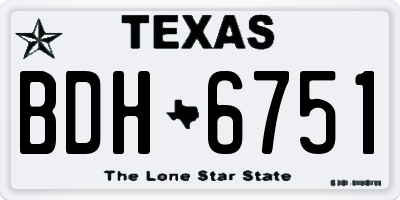 TX license plate BDH6751