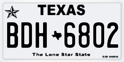 TX license plate BDH6802
