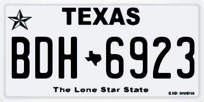 TX license plate BDH6923