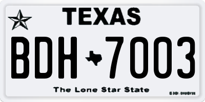 TX license plate BDH7003