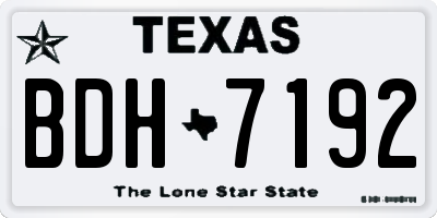 TX license plate BDH7192