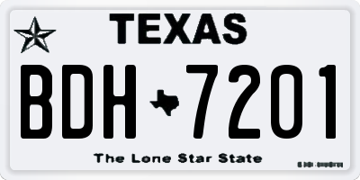 TX license plate BDH7201