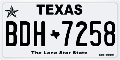TX license plate BDH7258