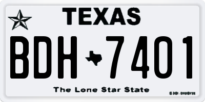 TX license plate BDH7401