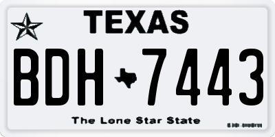 TX license plate BDH7443