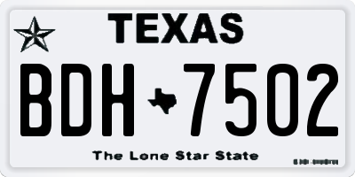 TX license plate BDH7502